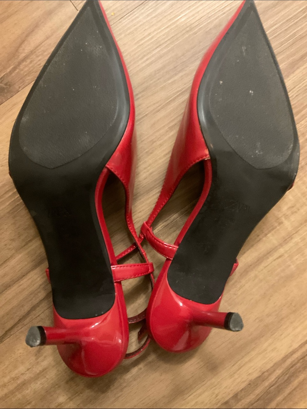 Zara Patent Red Pointed Slingback Heels - Picture 5 of 5